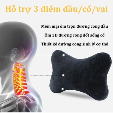Gối tựa đầu ô tô vải nhung cao cấp hỗ trợ cổ giảm đau mỏi giá ưu đãi 56.000 VND