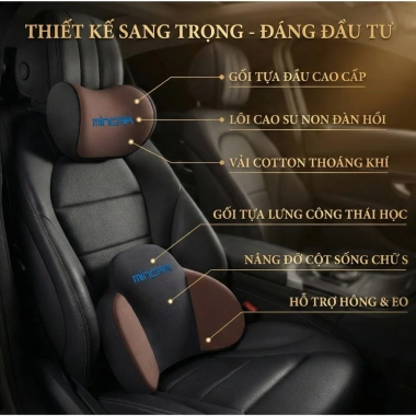 Gối tựa đầu và lưng cao su non công thái học cho ghế ô tô, văn phòng - Mincar giảm giá 69.000đ