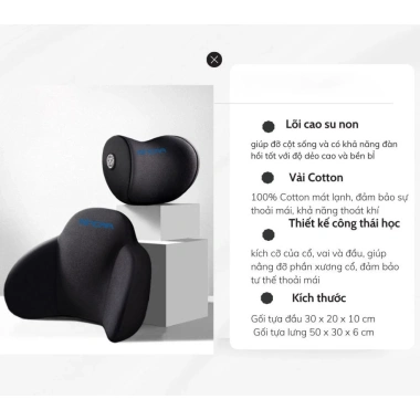 Gối tựa đầu và lưng cao su non công thái học cho ghế ô tô, văn phòng - Mincar giảm giá 69.000đ