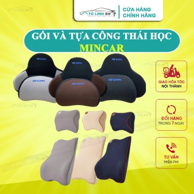 Gối tựa đầu và lưng cao su non công thái học cho ghế ô tô, văn phòng - Mincar giảm giá 69.000đ