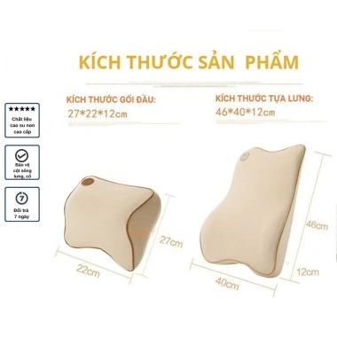 Gối Tựa Đầu và Lưng Cao Su Non T01 - Chống Đau Lưng Xe Ô Tô, Văn Phòng, Giá 100k 4