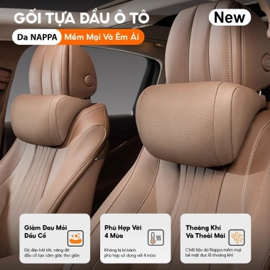 Gối Tựa Đầu và Lưng Ô Tô Da Nappa Cao Cấp - Giảm Đau Cổ, Thắt Lưng, Giá 118.000₫
