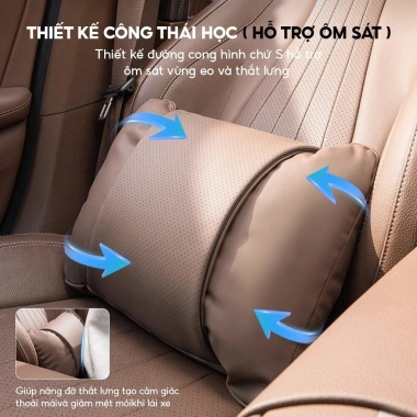 Gối Tựa Đầu và Lưng Ô Tô Da Nappa Cao Cấp - Giảm Đau Cổ, Thắt Lưng, Giá 118.000₫