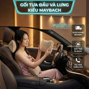 Gối tựa đầu và lưng ô tô Maybach da lộn cao cấp - Giá ưu đãi 97.020₫