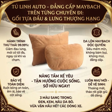 Gối tựa đầu và lưng ô tô Maybach da lộn cao cấp - Giá ưu đãi 97.020₫