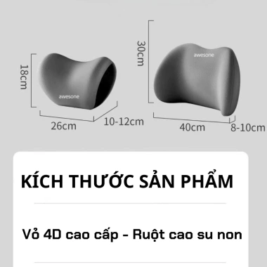 Gối tựa đầu và lưng ô tô, văn phòng cao su non công thái học mềm mại, đàn hồi 45.000đ