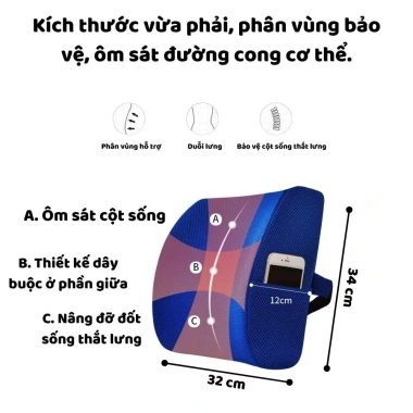 Gối tựa lưng có gel lạnh - Cao su non, vải lưới thoáng khí, Memory Foam, 112.700₫