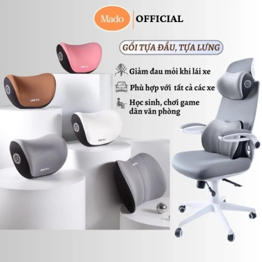 Gối tựa lưng & đầu cao su mềm, hỗ trợ cột sống giảm đau mỏi cho ghế ô tô, văn phòng