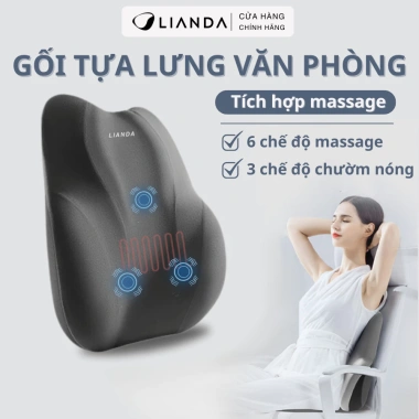 Gối tựa lưng massage chườm nóng LIANDA - 6 chế độ, ruột cao su non, thư giãn cho văn phòng và lái xe, giảm giá 20%