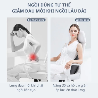 Gối tựa lưng massage chườm nóng LIANDA - 6 chế độ, ruột cao su non, thư giãn cho văn phòng và lái xe, giảm giá 20%