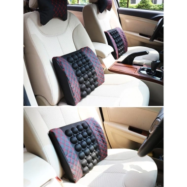 Gối tựa lưng massage rung 12V bọc da giảm đau lưng ô tô - Giá ưu đãi 163,000₫