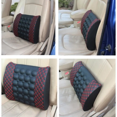 Gối tựa lưng massage rung 12V bọc da giảm đau lưng ô tô - Giá ưu đãi 163,000₫