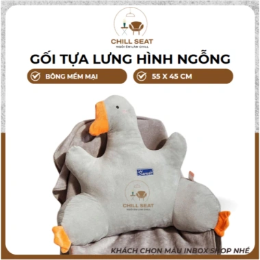 Gối tựa lưng ngỗng 55x45 cm bông mềm, dùng cho ghế, xe hơi, văn phòng - 89.000₫