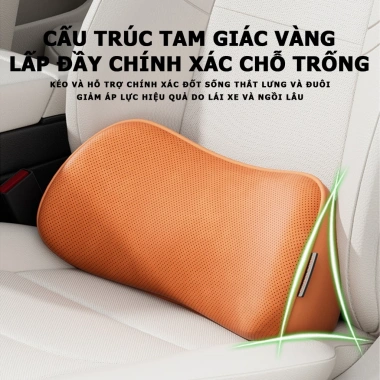 Gối tựa lưng ô tô cao cấp cao su non - Hỗ trợ thắt lưng, giảm đau mỏi, đệm lót ghế chắc chắn