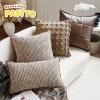 Gối Tựa Lưng Sofa Decor Vuông Nâu - Tháo Rời, Giặt Được, Trang Trí Sofa Giường