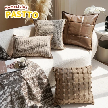 Gối Tựa Lưng Sofa Decor Vuông Nâu - Tháo Rời, Giặt Được, Trang Trí Sofa Giường