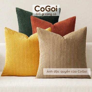 Gối tựa lưng sofa nhung tăm vuông 45x45 50x50 sang chảnh châu Âu giá 77.000 VND