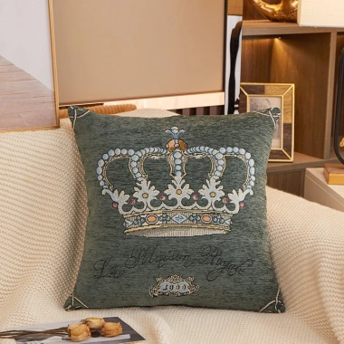 Gối tựa lưng sofa vuông 45x45 cm vải nỉ nhung thêu vương miện - Gối ôm văn phòng decor giá 13.900đ