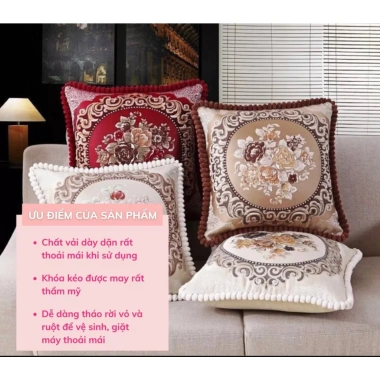 Gối tựa lưng sofa vuông Tây Âu, vỏ và ruột riêng, giảm căng thẳng, 69.000 VND