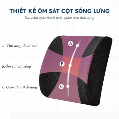 Gối tựa lưng văn phòng cao su non - Nâng đỡ giảm đau lưng ngồi lâu tháo rời giặt sạch