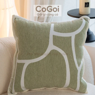 Gối tựa sofa 45x45cm họa tiết độc đáo màu be xanh lá - Sang trọng, chỉ 137k