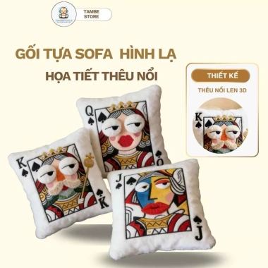 Gối tựa sofa hình lá bài thêu nổi 3D - Trang trí Tết, quà tặng độc đáo 359.000₫ 2