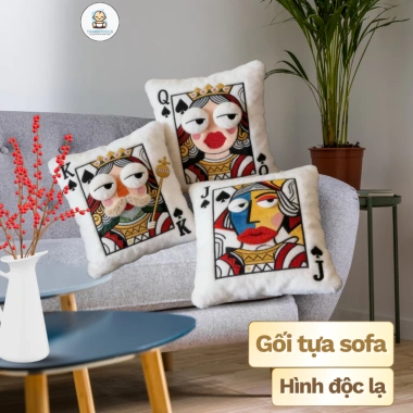 Gối tựa sofa hình lá bài thêu nổi 3D - Trang trí Tết, quà tặng độc đáo 359.000₫ 4