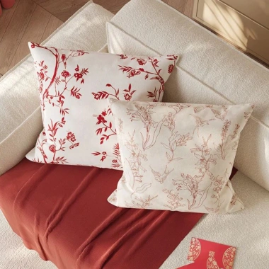 Gối Vuông Đỏ Lễ Hội Năm Mới - Không Khí Đệm Sofa & Giường, Vỏ Cao Cấp, 160k