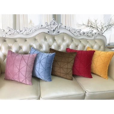 Gối vuông nỉ nhung 45x45 ziczac - Tựa sofa mềm mại, decor nhà hàng khách sạn, 15.900₫