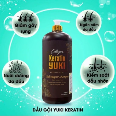 Gội xả colagen keratin YUKI 2.000ml - Siêu mềm mượt, kích mọc tóc, phục hồi tóc hư tổn, giảm giá 210.000đ