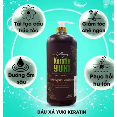 Gội xả colagen keratin YUKI 2.000ml - Siêu mềm mượt, kích mọc tóc, phục hồi tóc hư tổn, giảm giá 210.000đ