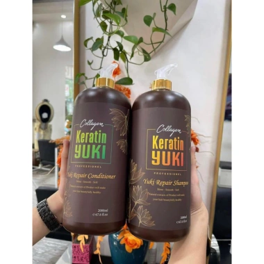 Gội xả colagen keratin YUKI 2.000ml - Siêu mềm mượt, kích mọc tóc, phục hồi tóc hư tổn, giảm giá 210.000đ