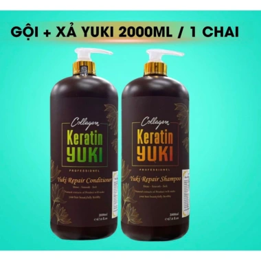 Gội xả colagen keratin YUKI 2.000ml - Siêu mềm mượt, kích mọc tóc, phục hồi tóc hư tổn, giảm giá 210.000đ