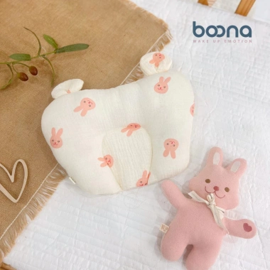 Gối Xô Muslin Boona Trái Tim Tai Gấu - Chống Méo Đầu Cho Bé Sơ Sinh, 56.000đ
