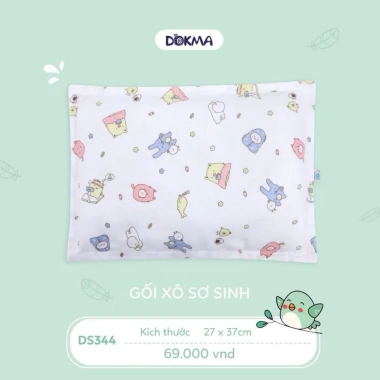 Gối Xô Sơ Sinh DOKMA kháng khuẩn, thấm hút mồ hôi DS344 + Gối Bông Lõm DS254 - 69.000₫