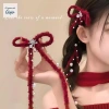 GOJO Ruy Băng Nơ Tóc Bé Gái Y2K - Tua Rua Đỏ và Kim Cương Giả, Giá 23.567đ
