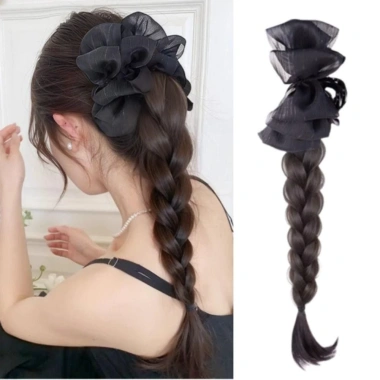 GOJO Twist Braid Tóc Giả Kẹp Nơ Đuôi Ngựa Cloud Bubble Cao Phụ Kiện Tóc Nữ 9