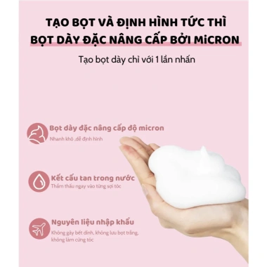 Gôm mềm keo xịt giữ nếp tóc nữ 450ml - Bọt dày đặc micron, hòa tan, nhẹ, bảo vệ và nuôi dưỡng tóc - Giá ưu đãi 48.999 VND