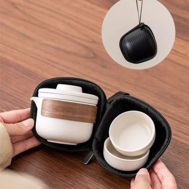 Gốm Một Nồi Hai Cốc Máy Pha Trà Di Động - Bộ Trà Kung Fu Du Lịch, Cắm Trại, Giá 145k 2