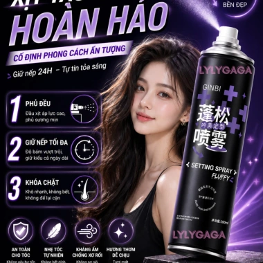 Gôm xịt tóc GINBI 200ml - Tạo phồng, giữ nếp mềm, bồng bềnh tự nhiên, chỉ 45.000đ