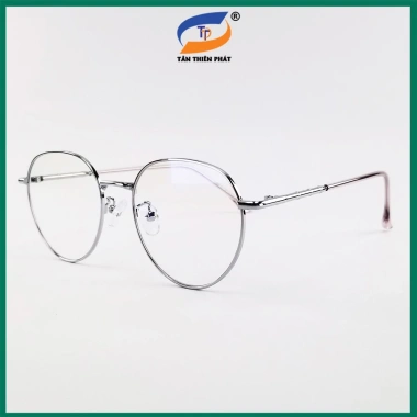 Gọng kính cận kim loại mắt tròn 0-6 độ cho nam nữ, tròng 0 độ chống xanh UV, 149.000₫