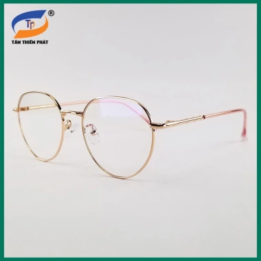 Gọng kính cận kim loại mắt tròn 0-6 độ cho nam nữ, tròng 0 độ chống xanh UV, 149.000₫