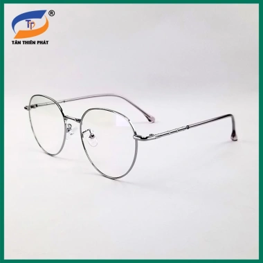 Gọng kính cận kim loại mắt tròn 0-6 độ cho nam nữ, tròng 0 độ chống xanh UV, 149.000₫