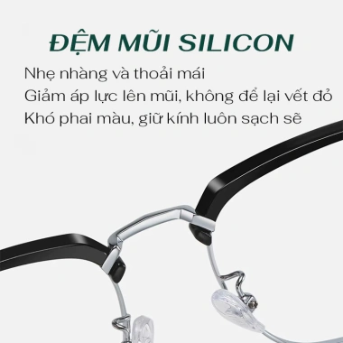 Gọng Kính HUNO 2.025 K68 Nam Nữ - Kim loại vuông thời trang, chống ánh sáng xanh 5