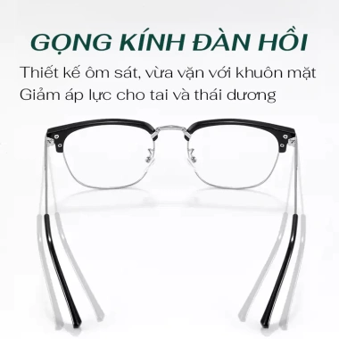Gọng Kính HUNO 2.025 K68 Nam Nữ - Kim loại vuông thời trang, chống ánh sáng xanh 7