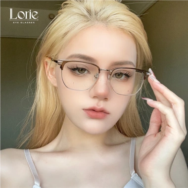 Gọng kính Lorie nam nữ kim loại chắc chắn, vuông bo tròn retro Hàn Quốc - 229k