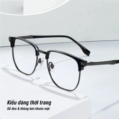 Gọng kính Lorie nam nữ kim loại chắc chắn, vuông bo tròn retro Hàn Quốc - 229k