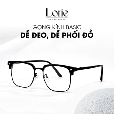 Gọng kính nam nữ LORIE kim loại đen nhám cao cấp – Thanh lịch, chống ánh sáng xanh, giá 209.000 VNĐ