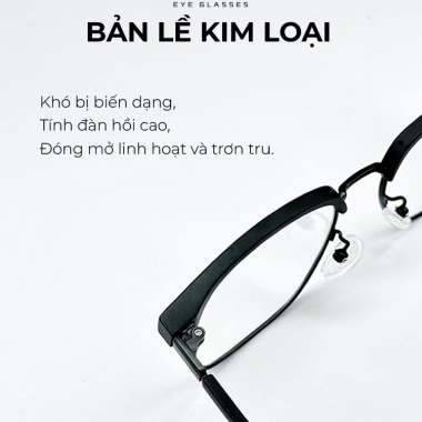Gọng kính nam nữ LORIE kim loại đen nhám cao cấp – Thanh lịch, chống ánh sáng xanh, giá 209.000 VNĐ