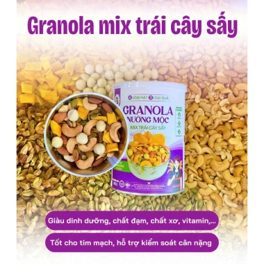 Granola Bhnong Nướng Mộc Mix Trái Cây Hữu Cơ - Không Yến Mạch, Dinh Dưỡng, Ăn Kiêng 4